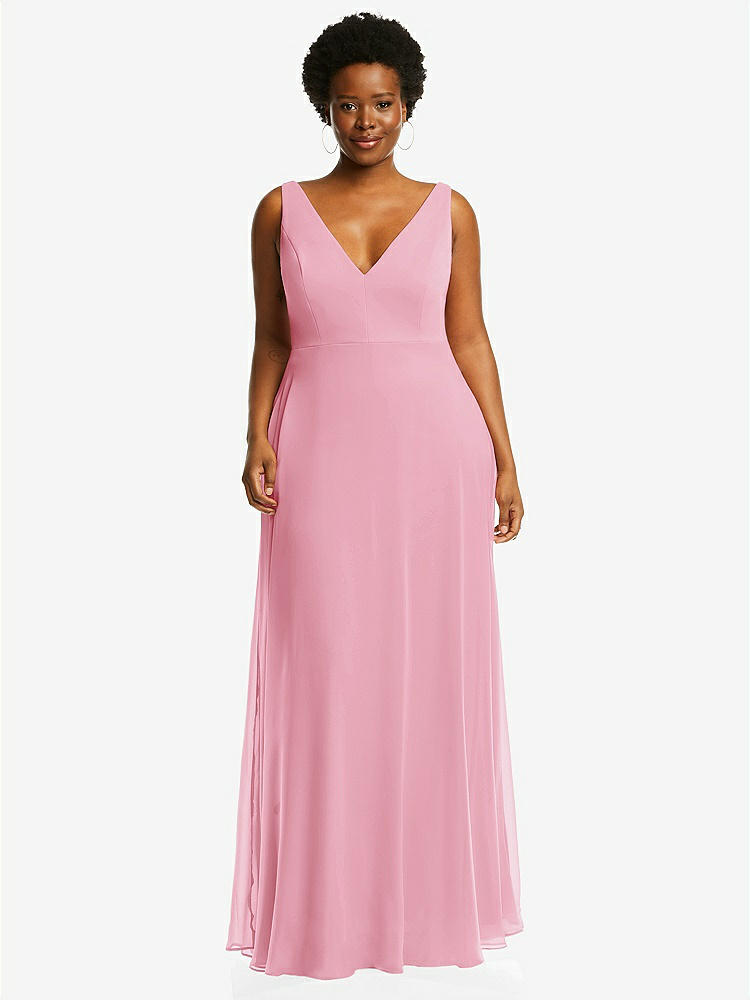 【NEW】【STYLE: 1549】ディープ Vネック シフォン マキシ ドレス【COLOR: Peony Pink】【SIZE: 00-30W】