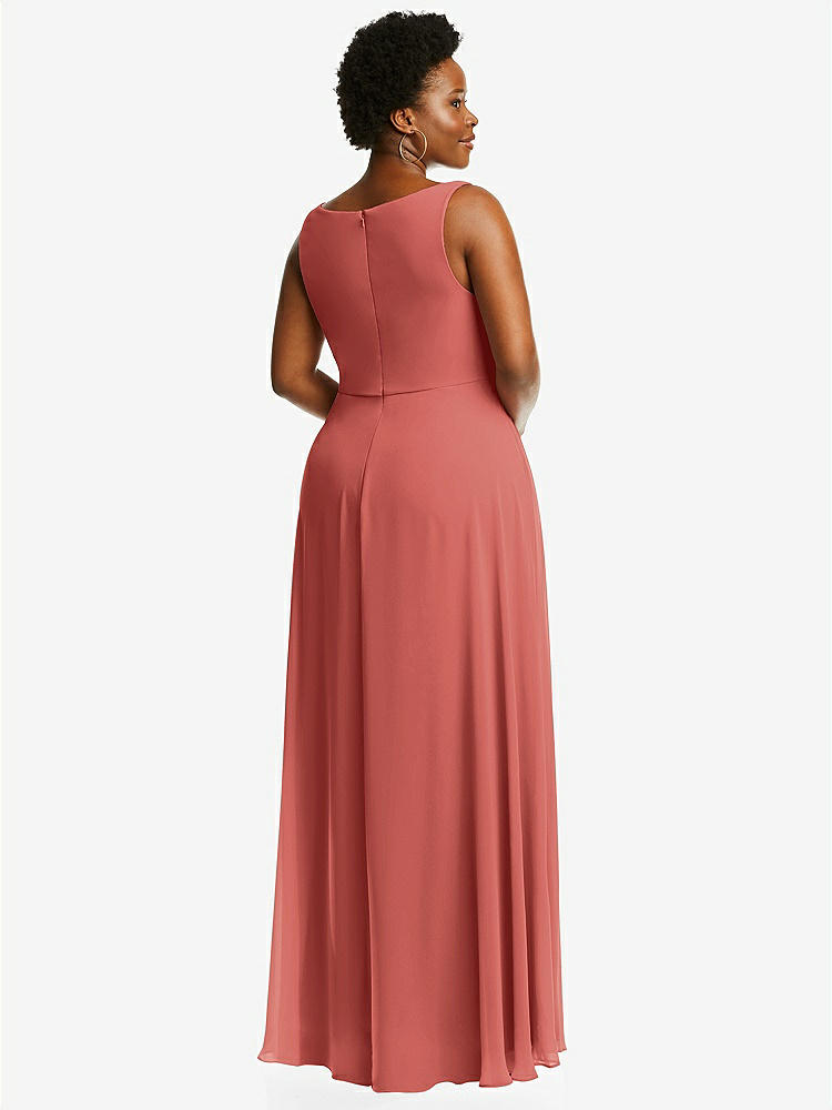 【NEW】【STYLE: 1549】ディープ Vネック シフォン マキシ ドレス【COLOR: Coral Pink】【SIZE: 00-30W】
