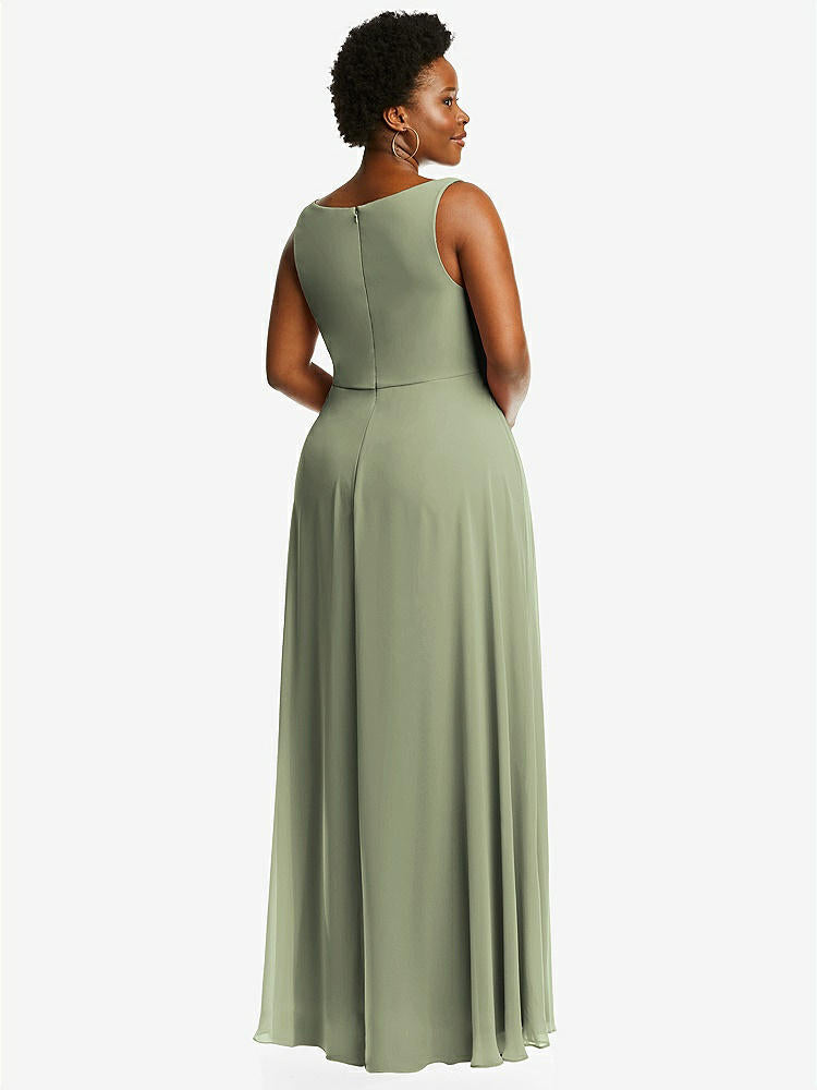 【NEW】【STYLE: 1549】ディープ Vネック シフォン マキシ ドレス【COLOR: Sage】【SIZE: 00-30W】