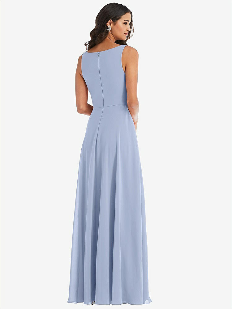 【NEW】【STYLE: 1549】ディープ Vネック シフォン マキシ ドレス【COLOR: Sky Blue】【SIZE: 00-30W】