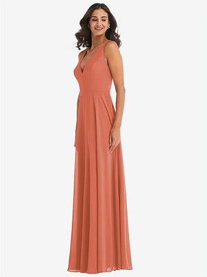 【NEW】【STYLE: 1549】ディープ Vネック シフォン マキシ ドレス【COLOR: Terracotta Copper】【SIZE: 00-30W】