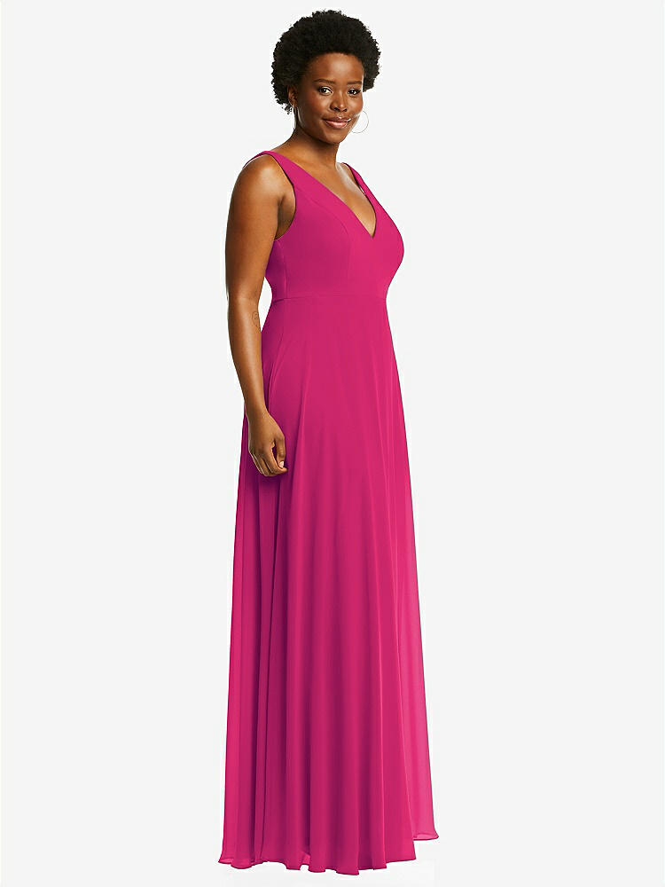 【NEW】【STYLE: 1549】ディープ Vネック シフォン マキシ ドレス【COLOR: Think Pink】【SIZE: 00-30W】