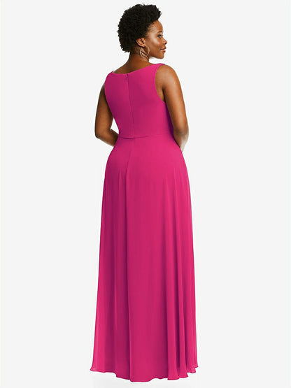 【NEW】【STYLE: 1549】ディープ Vネック シフォン マキシ ドレス【COLOR: Think Pink】【SIZE: 00-30W】