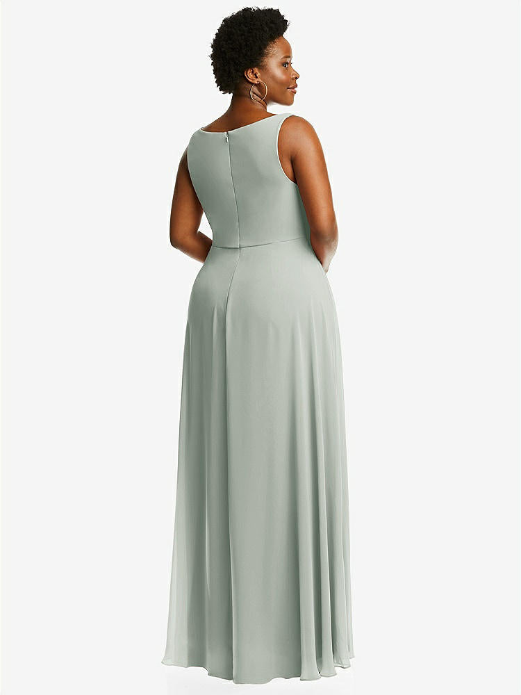 【NEW】【STYLE: 1549】ディープ Vネック シフォン マキシ ドレス【COLOR: Willow Green】【SIZE: 00-30W】