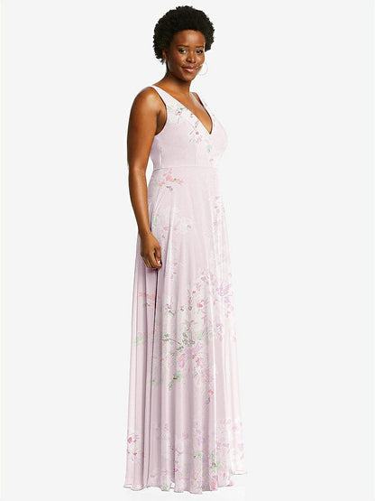 【NEW】【STYLE: 1549】ディープ Vネック シフォン マキシ ドレス【COLOR: Watercolor Print】【SIZE: 00-30W】