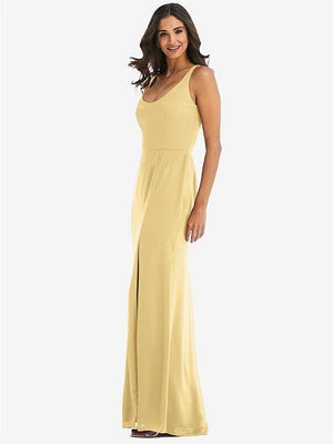 【NEW】【STYLE: 1550】スクープ ネック オープンバック トランペット ガウン【COLOR: Buttercup】【SIZE: 00-30W】