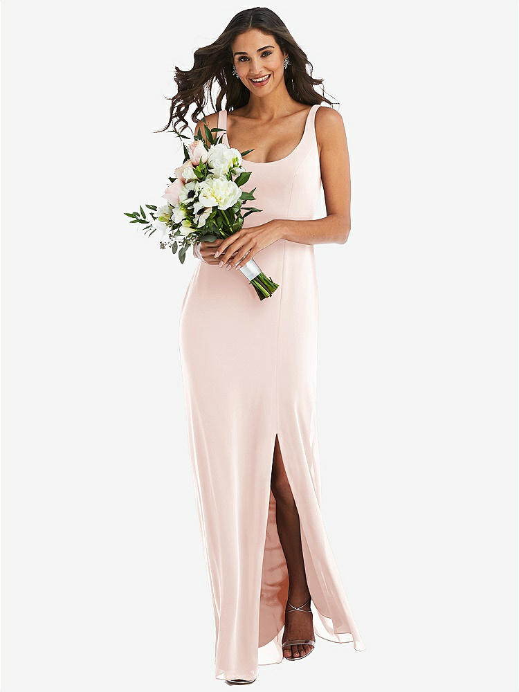 【STYLE: 1550】Scoop Neck Open-Back Trumpet Gown【COLOR: Blush】
