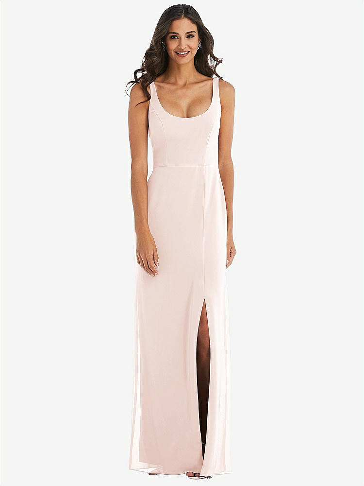 【STYLE: 1550】Scoop Neck Open-Back Trumpet Gown【COLOR: Blush】