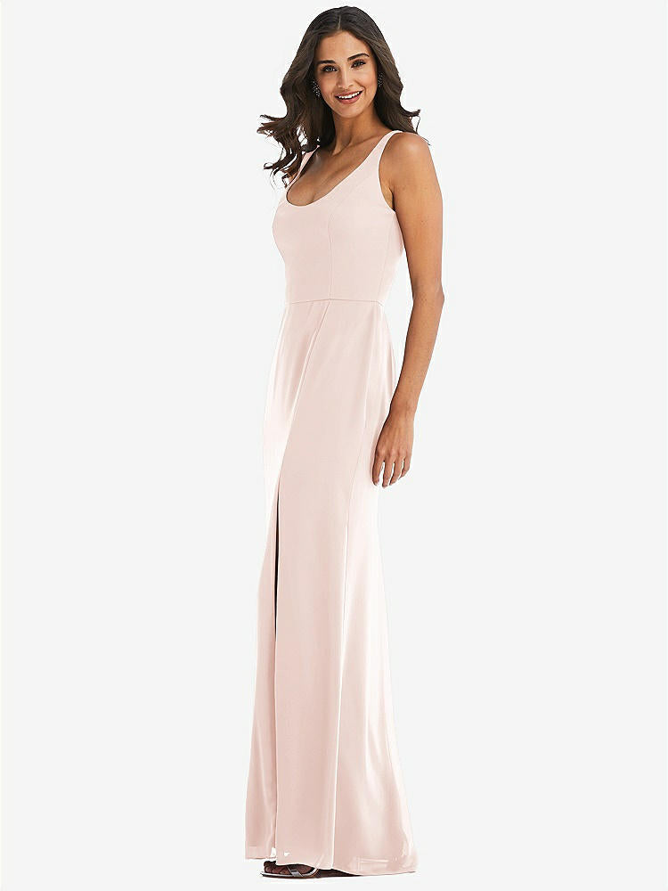 【STYLE: 1550】Scoop Neck Open-Back Trumpet Gown【COLOR: Blush】