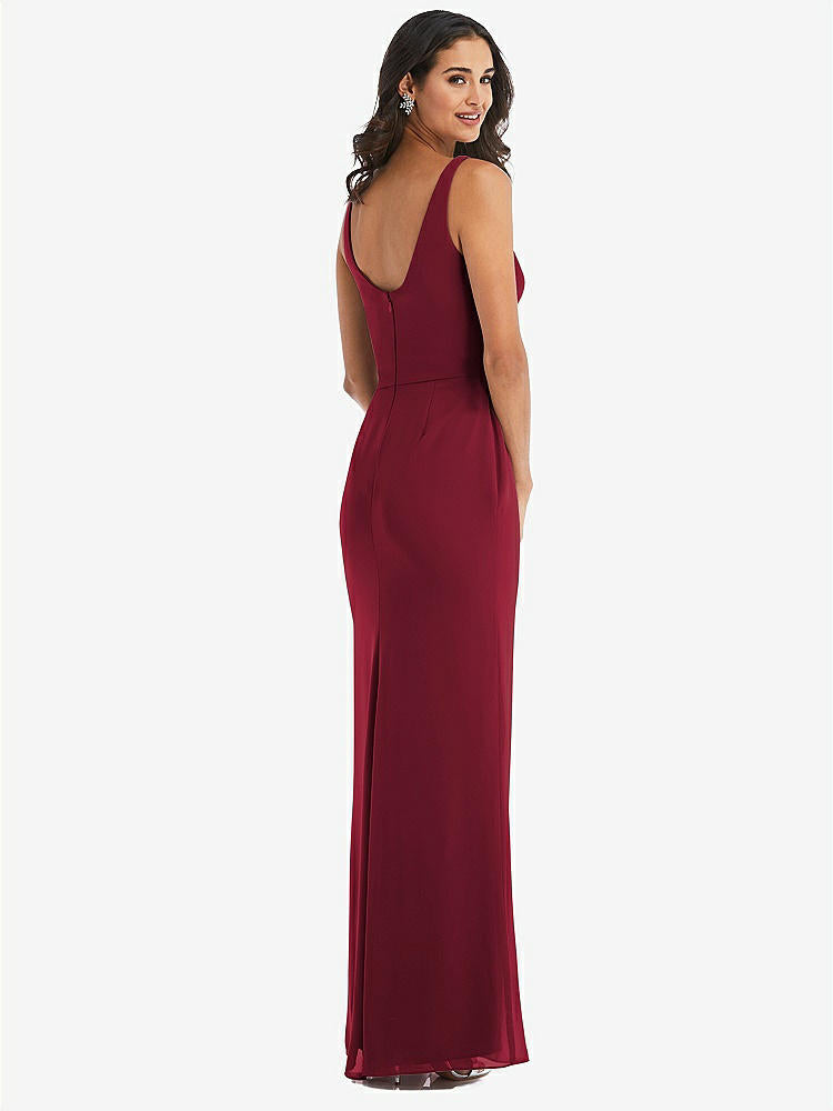 【NEW】【STYLE: 1550】スクープ ネック オープンバック トランペット ガウン【COLOR: Burgundy】【SIZE: 00-30W】