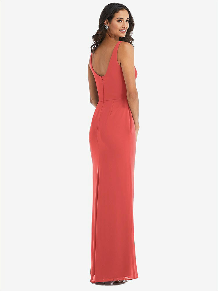 【STYLE: 1550】Scoop Neck Open-Back Trumpet Gown【COLOR: Perfect Coral】