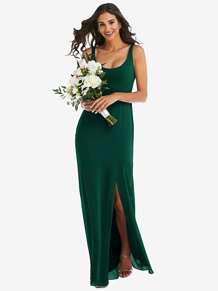 【STYLE: 1550】Scoop Neck Open-Back Trumpet Gown【COLOR: Hunter Green】