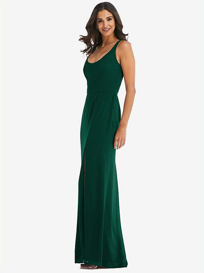 【STYLE: 1550】Scoop Neck Open-Back Trumpet Gown【COLOR: Hunter Green】