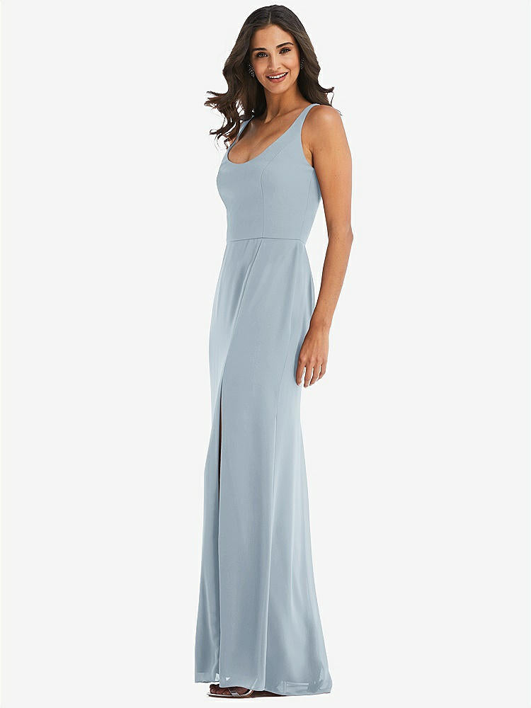 【STYLE: 1550】Scoop Neck Open-Back Trumpet Gown【COLOR: Mist】