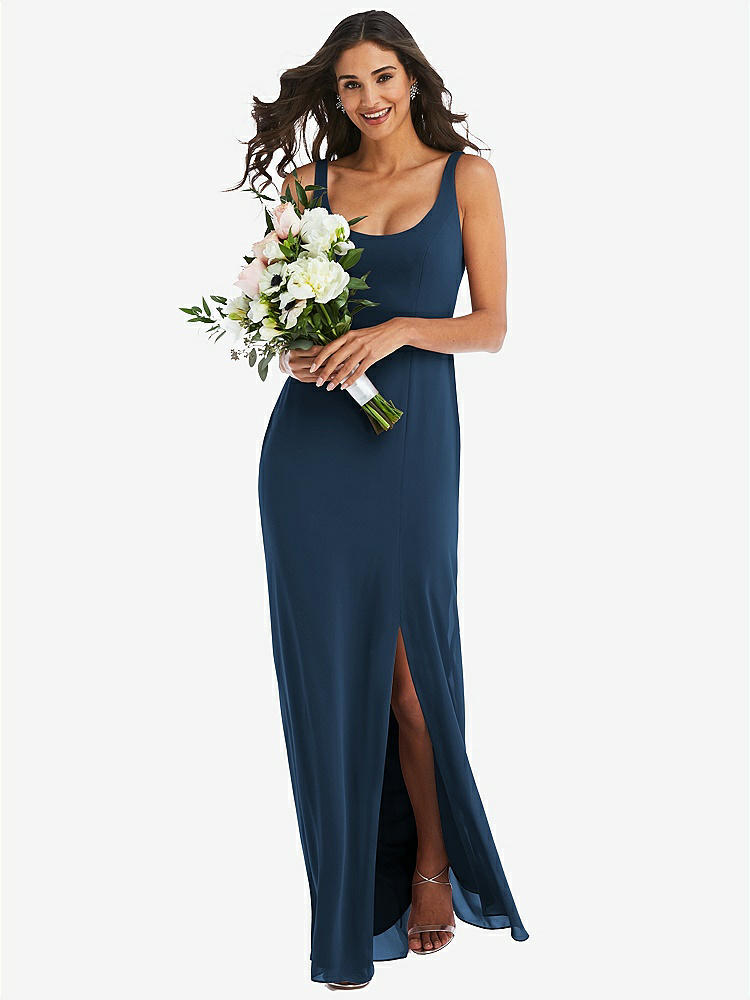 【STYLE: 1550】Scoop Neck Open-Back Trumpet Gown【COLOR: Sofia Blue】