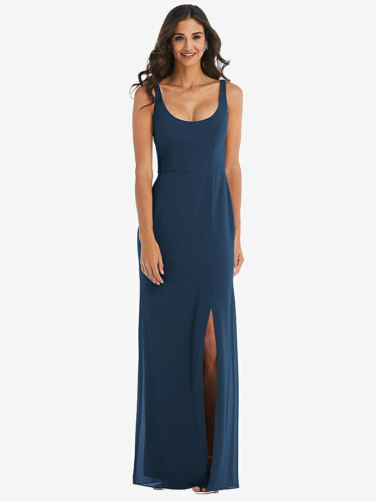 【STYLE: 1550】Scoop Neck Open-Back Trumpet Gown【COLOR: Sofia Blue】