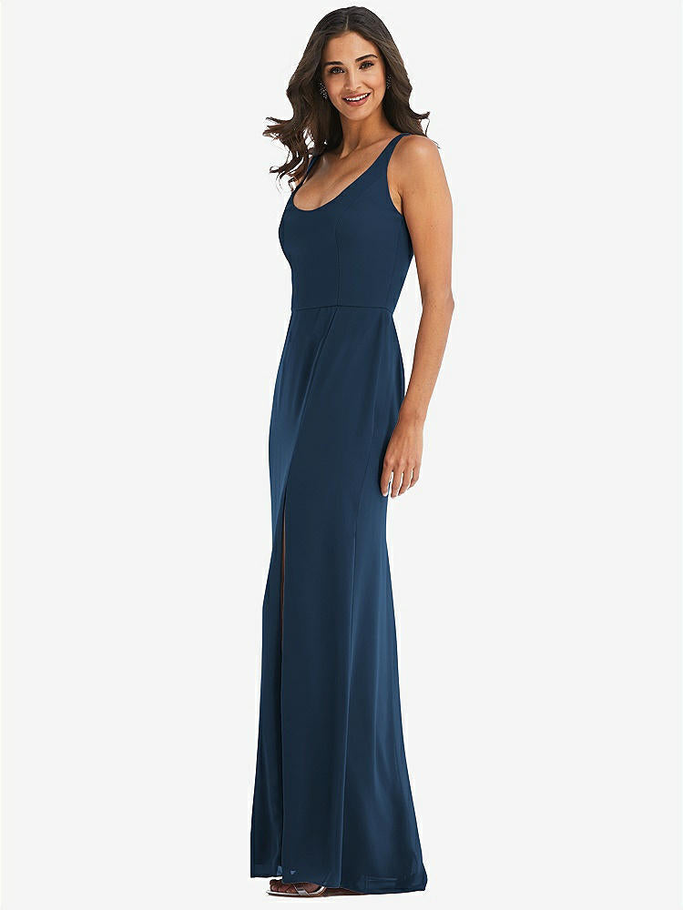 【STYLE: 1550】Scoop Neck Open-Back Trumpet Gown【COLOR: Sofia Blue】