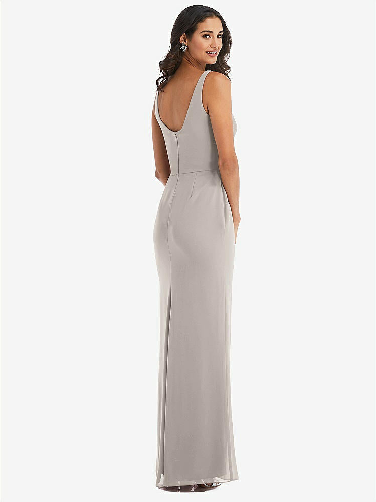 【STYLE: 1550】Scoop Neck Open-Back Trumpet Gown【COLOR: Taupe】