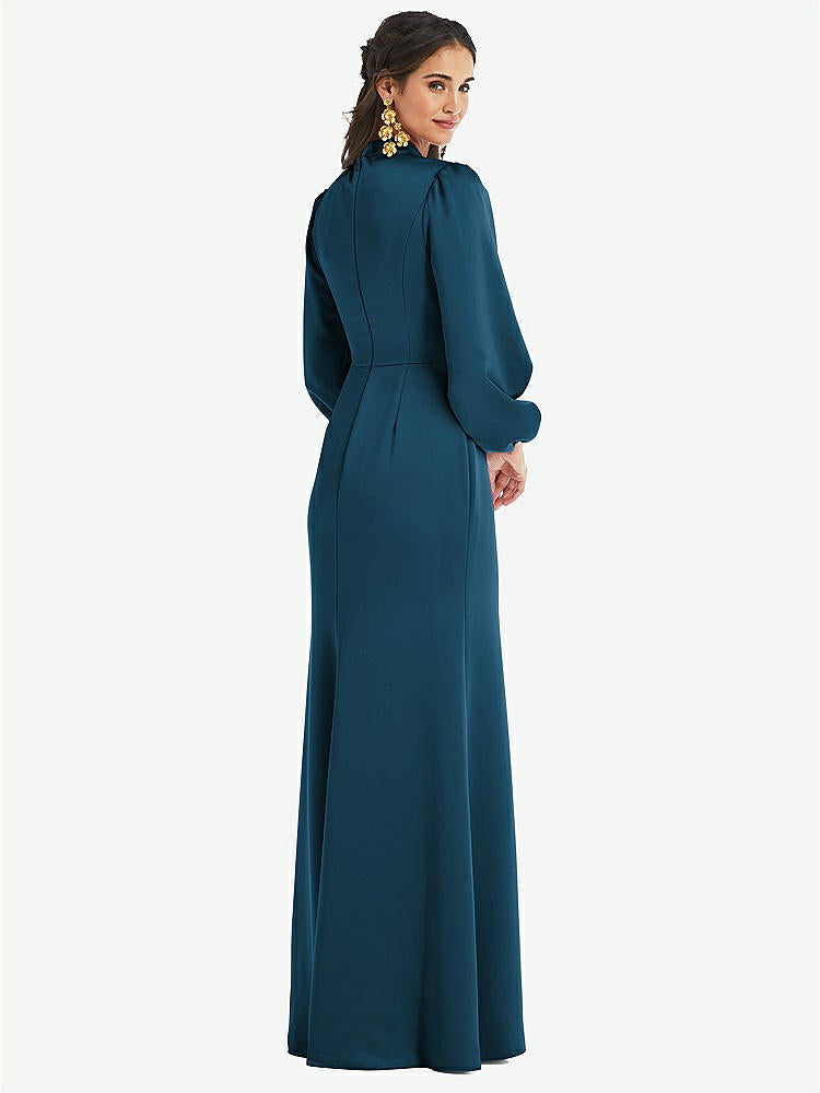 【STYLE: LB023】High Collar Puff Sleeve Trumpet Gown - Darby【COLOR: Atlantic Blue】