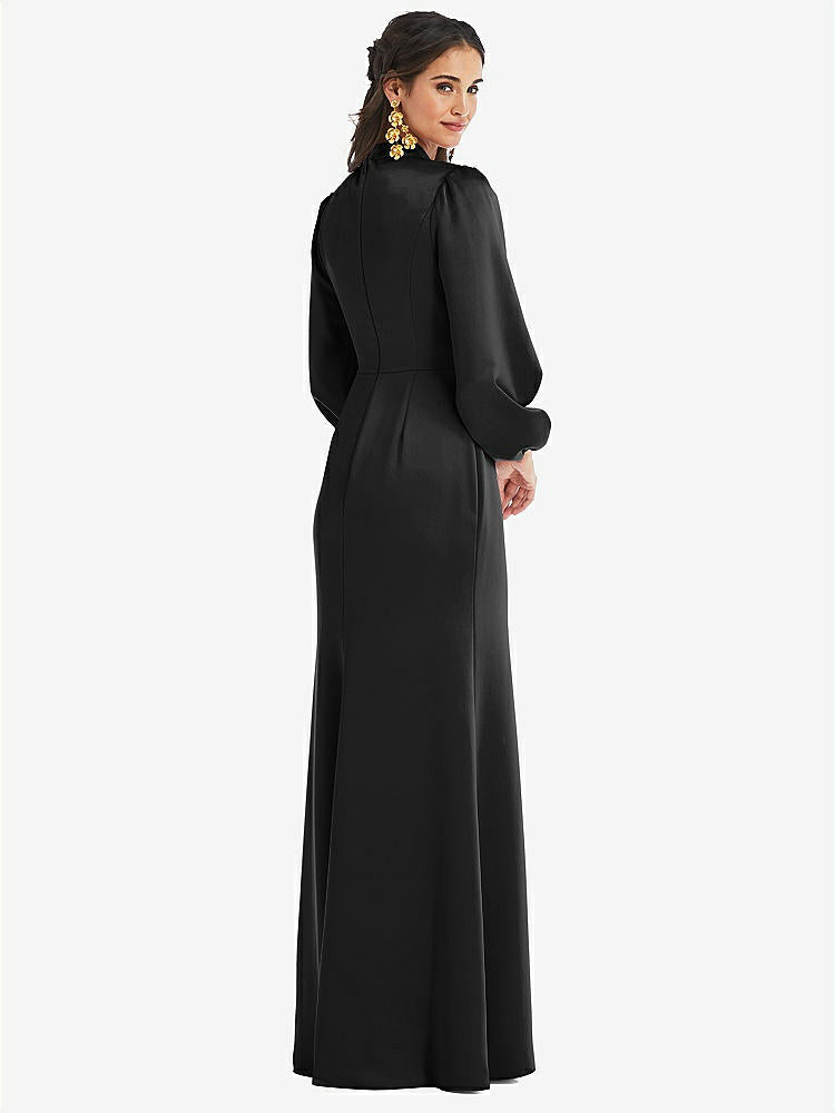 【STYLE: LB023】High Collar Puff Sleeve Trumpet Gown - Darby【COLOR: Black】