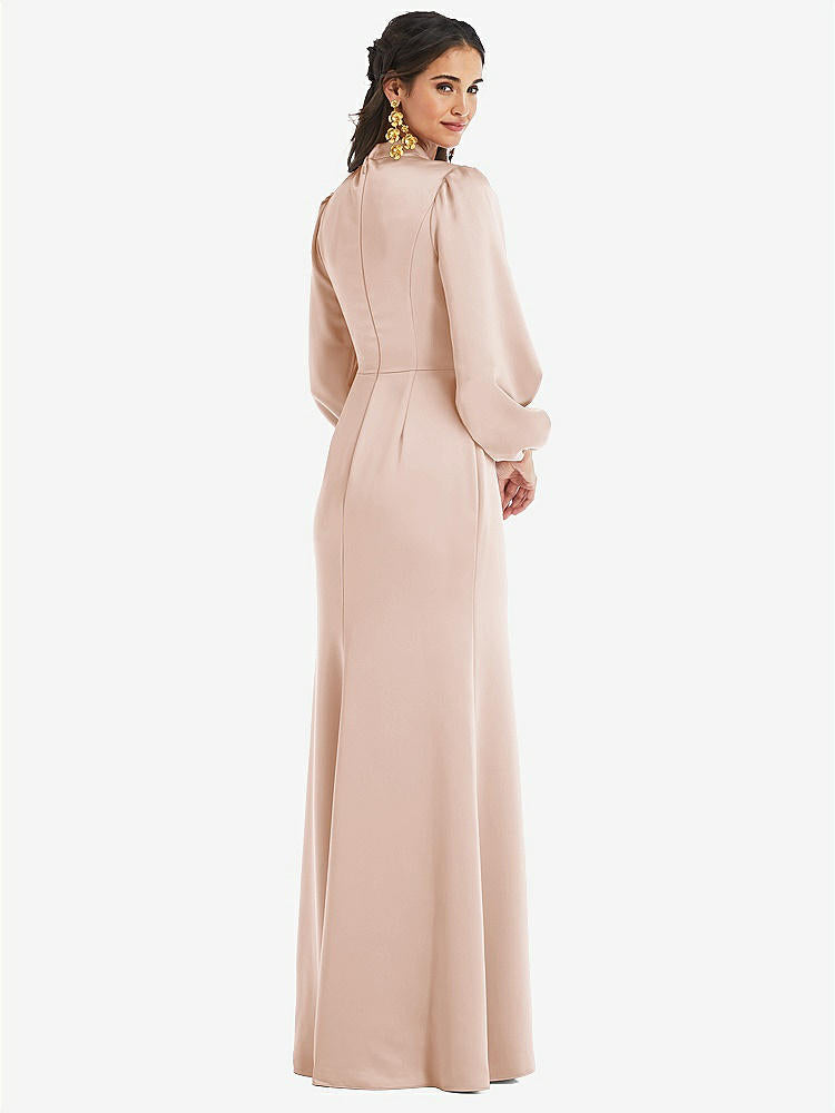 【STYLE: LB023】High Collar Puff Sleeve Trumpet Gown - Darby【COLOR: Cameo】