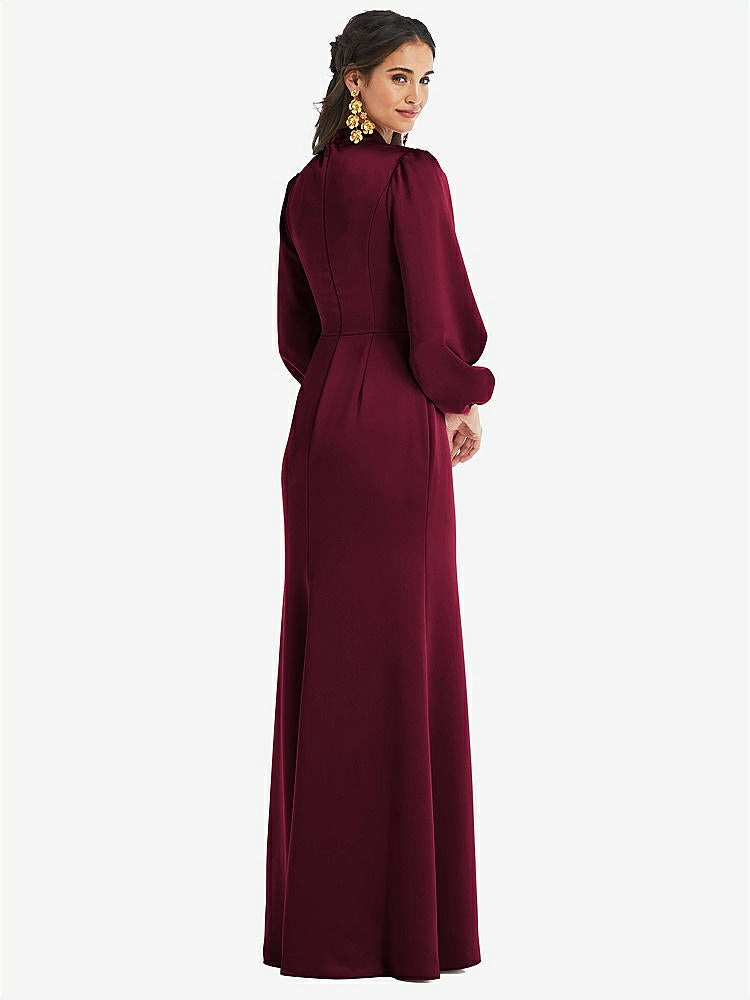 【STYLE: LB023】High Collar Puff Sleeve Trumpet Gown - Darby【COLOR: Cabernet】