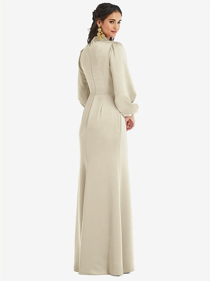 【STYLE: LB023】High Collar Puff Sleeve Trumpet Gown - Darby【COLOR: Champagne】