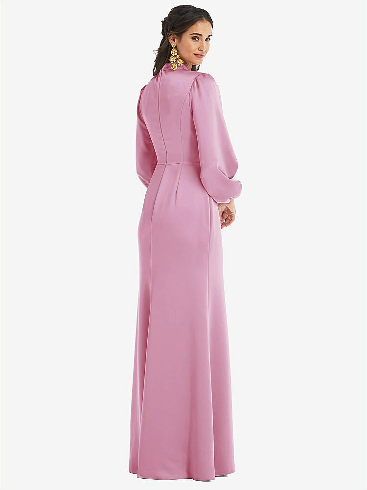 【STYLE: LB023】High Collar Puff Sleeve Trumpet Gown - Darby【COLOR: Powder Pink】