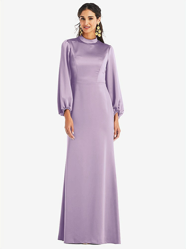 【STYLE: LB023】High Collar Puff Sleeve Trumpet Gown - Darby【COLOR: Pale Purple】