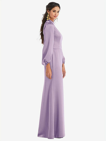 【STYLE: LB023】High Collar Puff Sleeve Trumpet Gown - Darby【COLOR: Pale Purple】