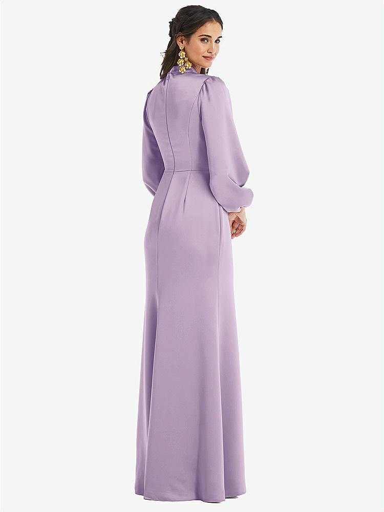 【STYLE: LB023】High Collar Puff Sleeve Trumpet Gown - Darby【COLOR: Pale Purple】