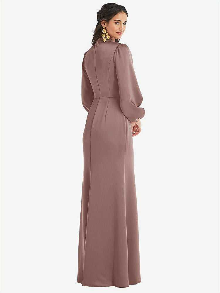 【STYLE: LB023】High Collar Puff Sleeve Trumpet Gown - Darby【COLOR: Sienna】