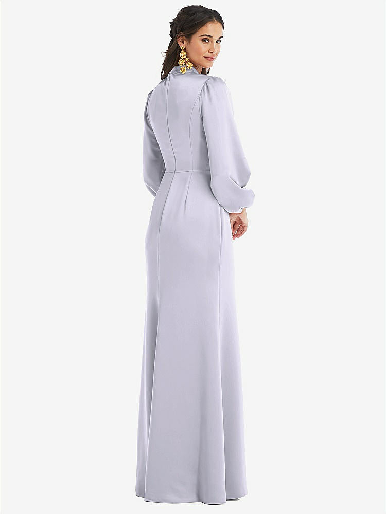 【STYLE: LB023】High Collar Puff Sleeve Trumpet Gown - Darby【COLOR: Silver Dove】