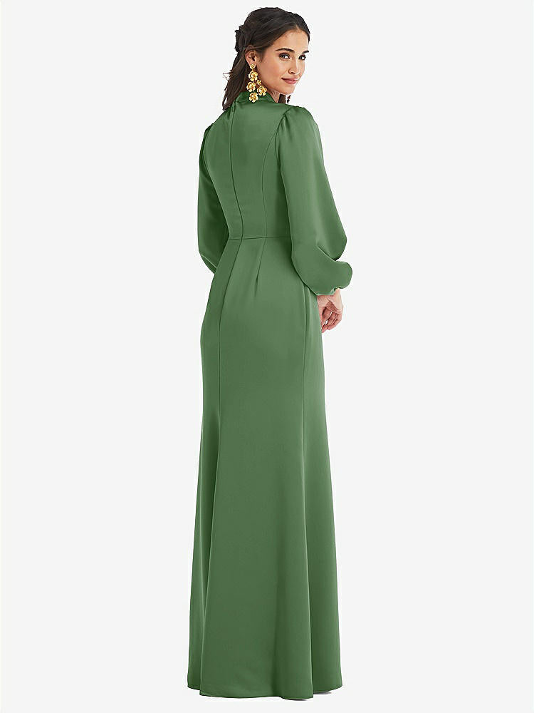 【STYLE: LB023】High Collar Puff Sleeve Trumpet Gown - Darby【COLOR: Vineyard Green】