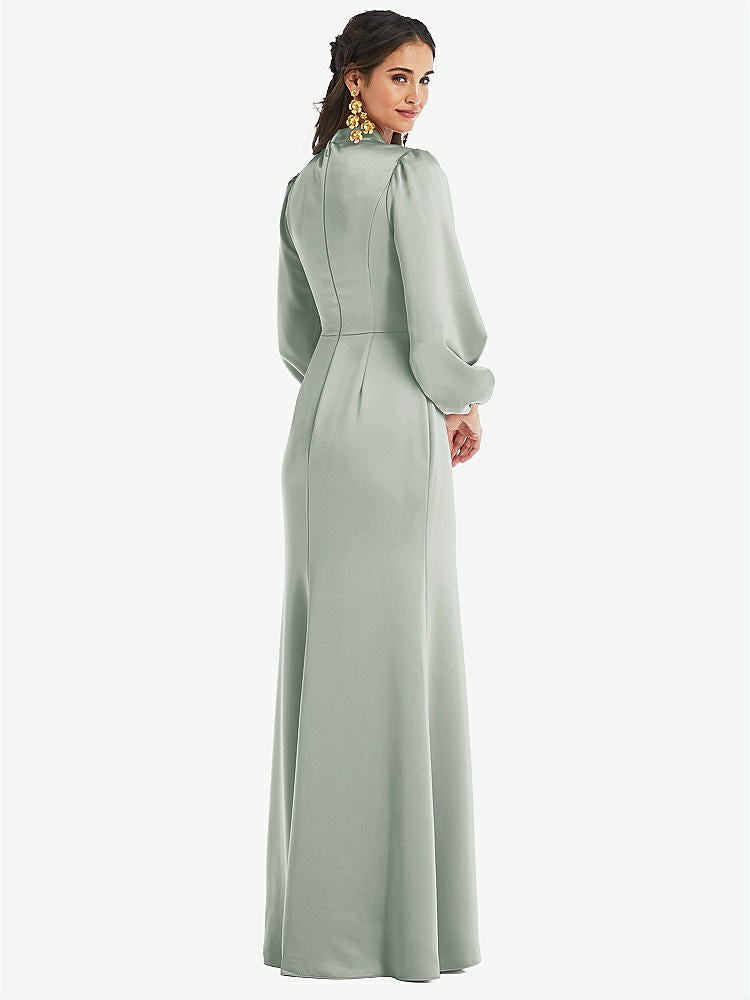 【STYLE: LB023】High Collar Puff Sleeve Trumpet Gown - Darby【COLOR: Willow Green】