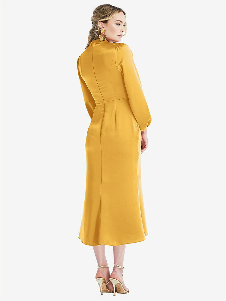 【NEW】【STYLE: LB024】高 襟 パフ 袖 MIDI ドレス  -  ブロンウィン【COLOR: NYC Yellow】【SIZE: 00-30W】