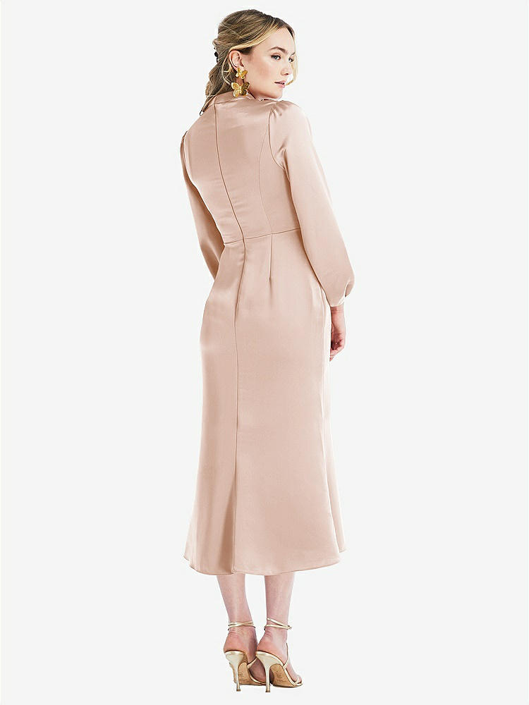 【STYLE: LB024】High Collar Puff Sleeve Midi Dress - Bronwyn【COLOR: Cameo】