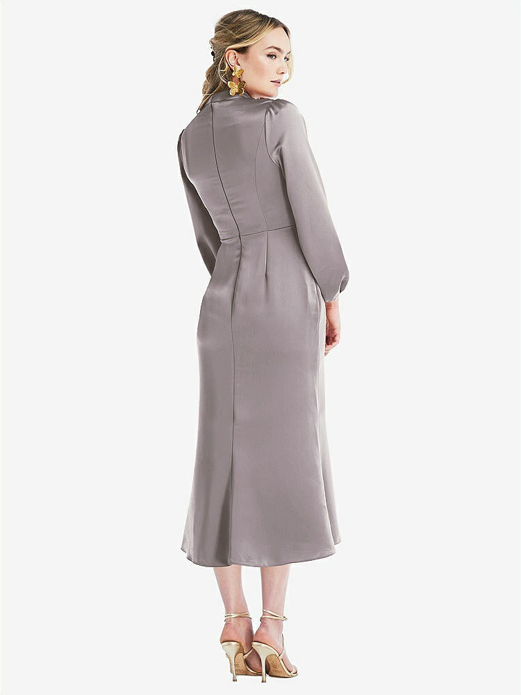【STYLE: LB024】High Collar Puff Sleeve Midi Dress - Bronwyn【COLOR: Cashmere Gray】