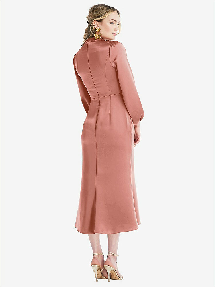 【STYLE: LB024】High Collar Puff Sleeve Midi Dress - Bronwyn【COLOR: Desert Rose】