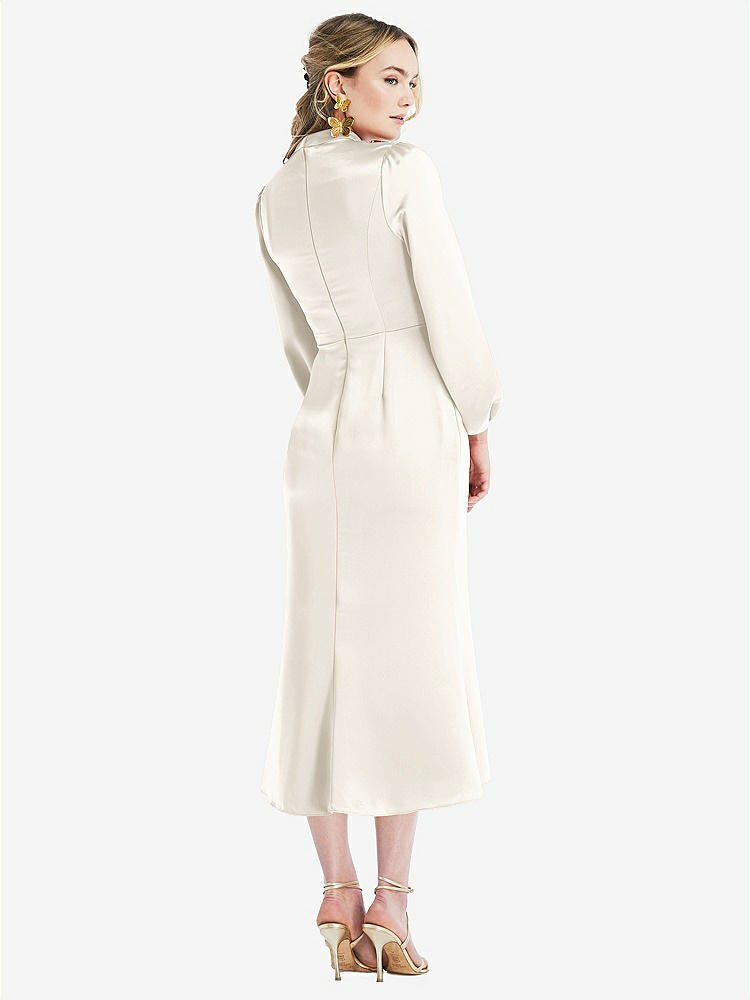 【STYLE: LB024】High Collar Puff Sleeve Midi Dress - Bronwyn【COLOR: Ivory】