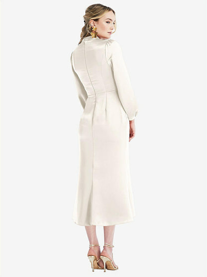 【STYLE: LB024】High Collar Puff Sleeve Midi Dress - Bronwyn【COLOR: Ivory】
