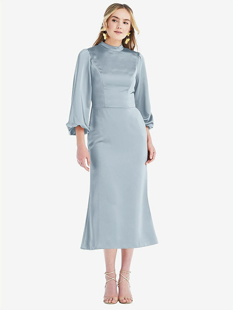 【STYLE: LB024】High Collar Puff Sleeve Midi Dress - Bronwyn【COLOR: Mist】