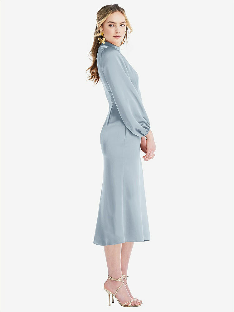 【NEW】【STYLE: LB024】高 襟 パフ 袖 MIDI ドレス  -  ブロンウィン【COLOR: Mist】【SIZE: 00-30W】