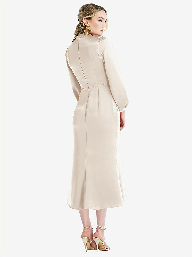 【NEW】【STYLE: LB024】高 襟 パフ 袖 MIDI ドレス  -  ブロンウィン【COLOR: Oat】【SIZE: 00-30W】