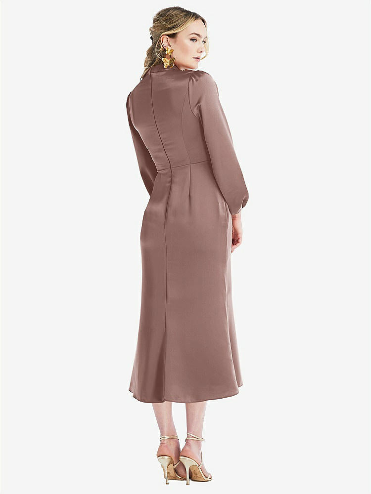【STYLE: LB024】High Collar Puff Sleeve Midi Dress - Bronwyn【COLOR: Sienna】