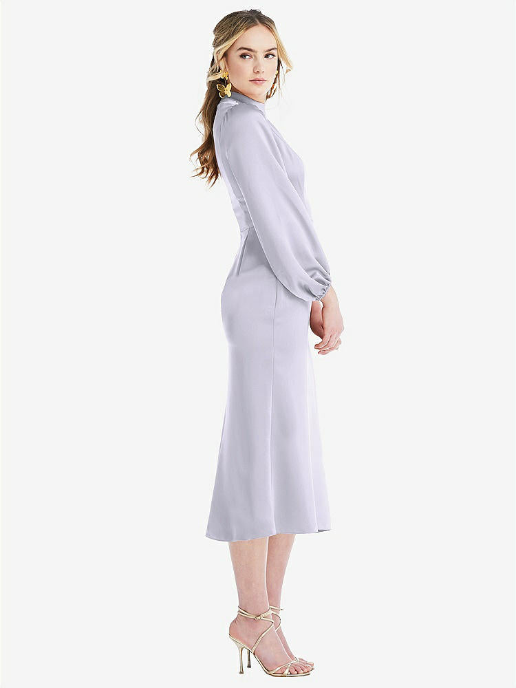 【NEW】【STYLE: LB024】高 襟 パフ 袖 MIDI ドレス  -  ブロンウィン【COLOR: Silver Dove】【SIZE: 00-30W】