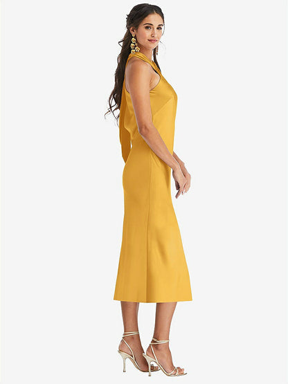 【NEW】【STYLE: LB026】ドレープ ひねり ホルター ネクタイバック MIDI ドレス  -  パロマ【COLOR: NYC Yellow】【SIZE: 00-30W】