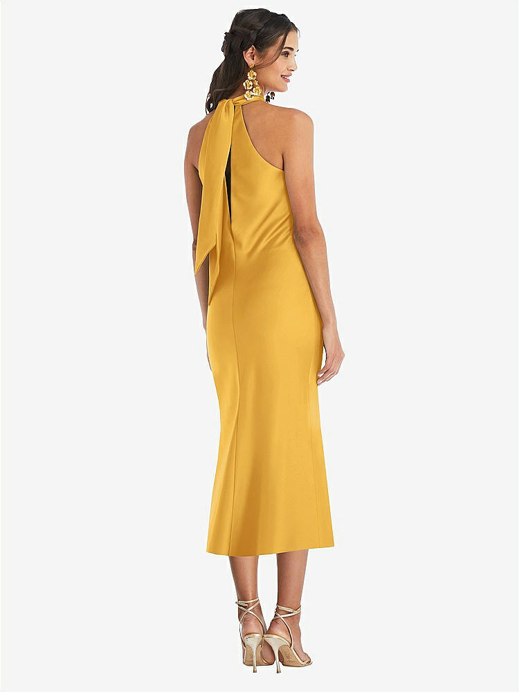 【NEW】【STYLE: LB026】ドレープ ひねり ホルター ネクタイバック MIDI ドレス  -  パロマ【COLOR: NYC Yellow】【SIZE: 00-30W】