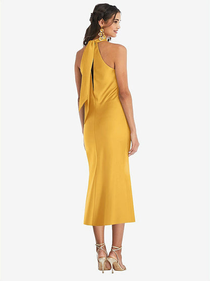 【NEW】【STYLE: LB026】ドレープ ひねり ホルター ネクタイバック MIDI ドレス  -  パロマ【COLOR: NYC Yellow】【SIZE: 00-30W】