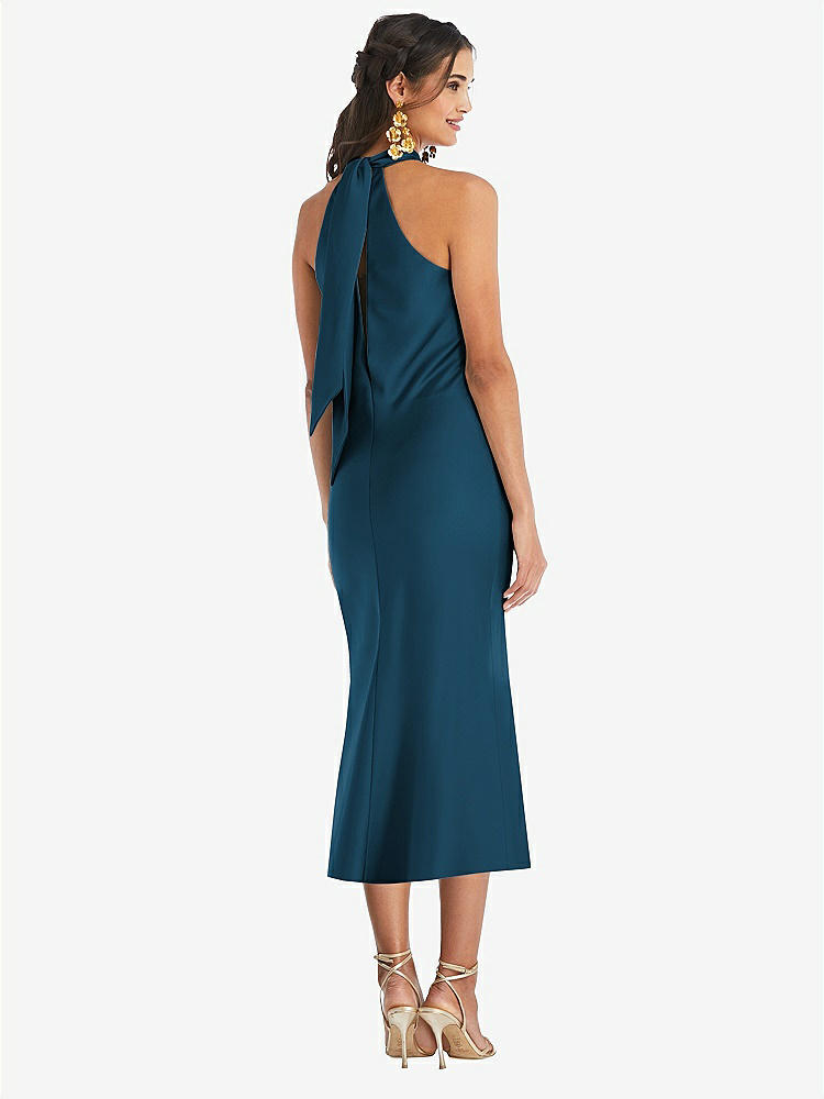 【NEW】【STYLE: LB026】ドレープ ひねり ホルター ネクタイバック MIDI ドレス  -  パロマ【COLOR: Atlantic Blue】【SIZE: 00-30W】